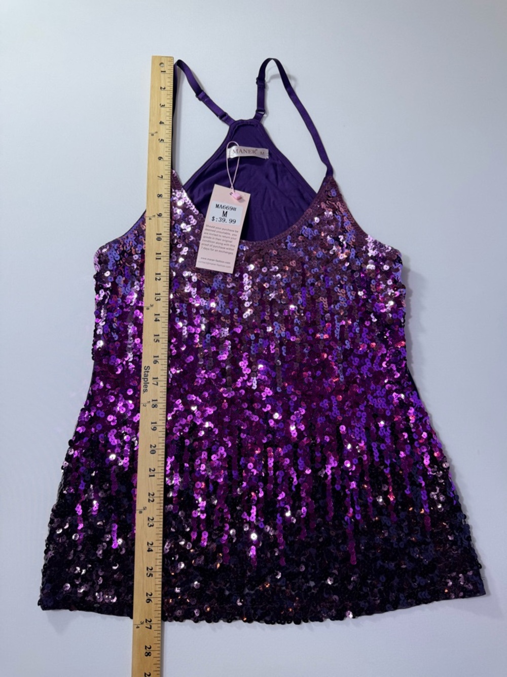 Purple And Black Sequin Front Tank Top - Racerback NWT Size Medium - Picture 5 of 7